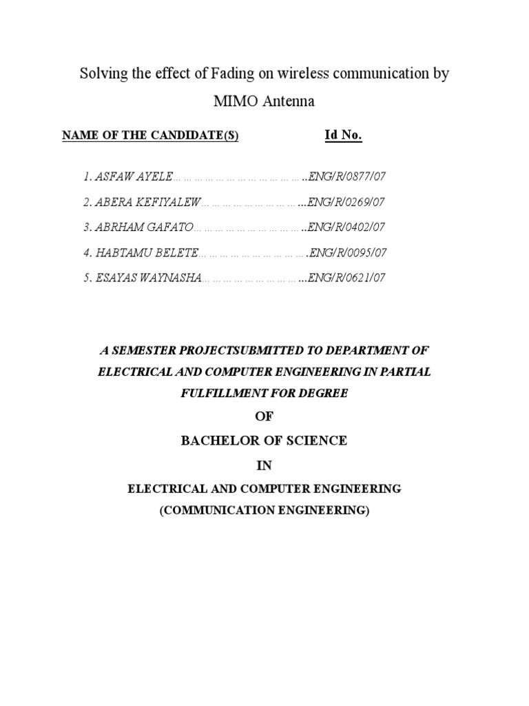 Fading Effects in Wireless Antennas | PDF | Mimo | Antenna (Radio)