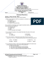 Learning Activity Worksheet (LAW) : Q4-Science 10