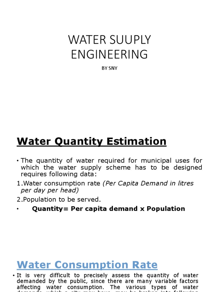 WATER SUPPLY ENGINEERING PDF Water Demand