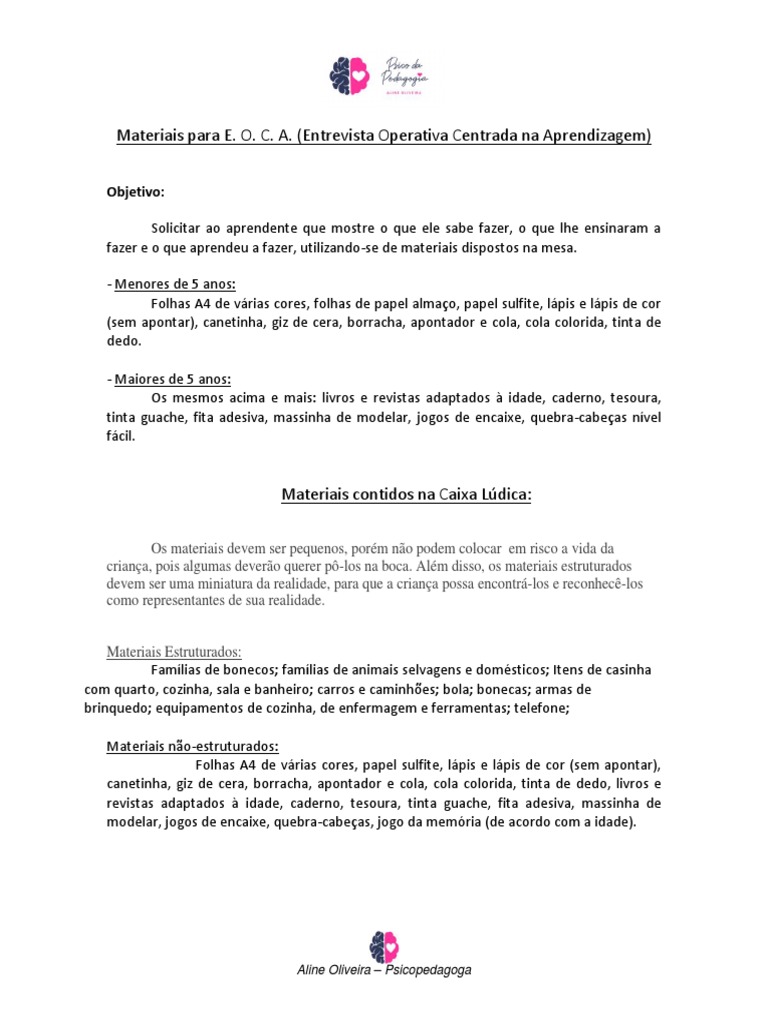Materiais para Eoca 2 | PDF