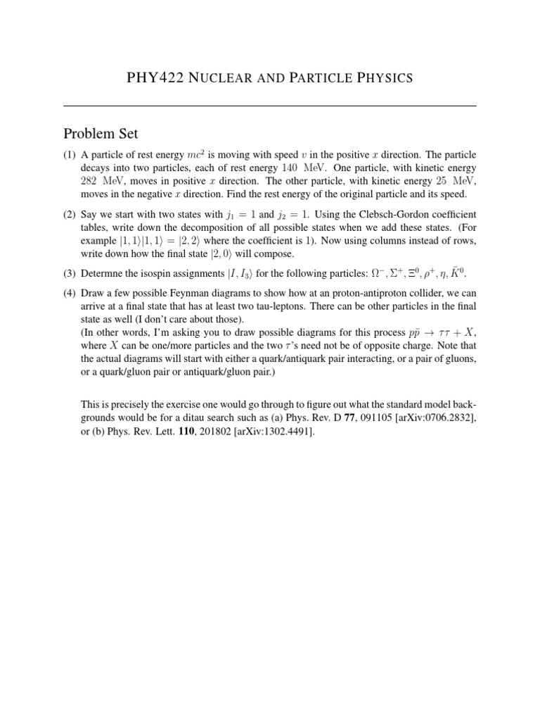 Nuclear and Particle Physics Problem Set | PDF | Teaching Methods ...