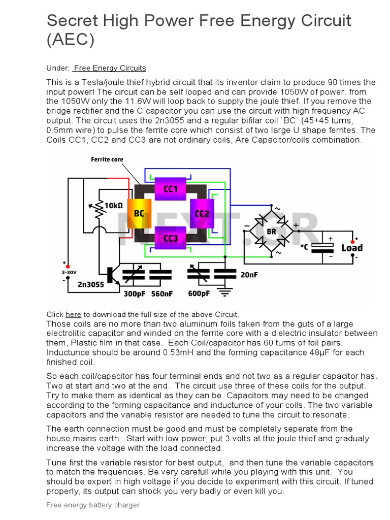 Secret High Power Free Energy Circuit | PDF | Inductor | Amplifier