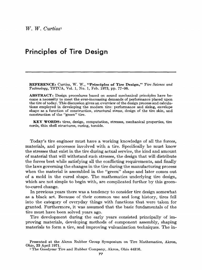 Principles of Tire Design Explained | PDF | Tire | Strength Of Materials