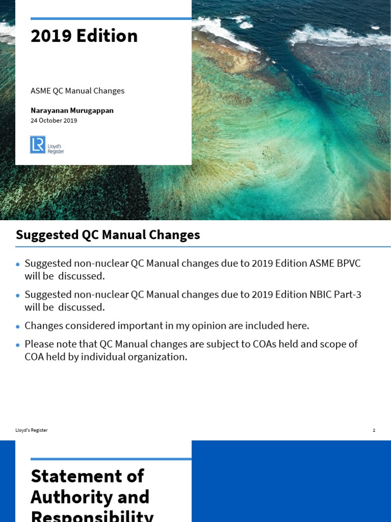 2019 Edition: ASME QC Manual Changes | PDF | Nondestructive Testing ...