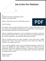 Scholarship Letter for Further Education