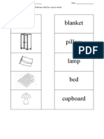 Blanket Pillow Lamp Bed Cupboard: Match The Correct Things in The Bedroom With The Correct Words