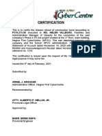 Certification: P219,275.00 Executed To MS. HELEN VILLEGAS, Facilities and