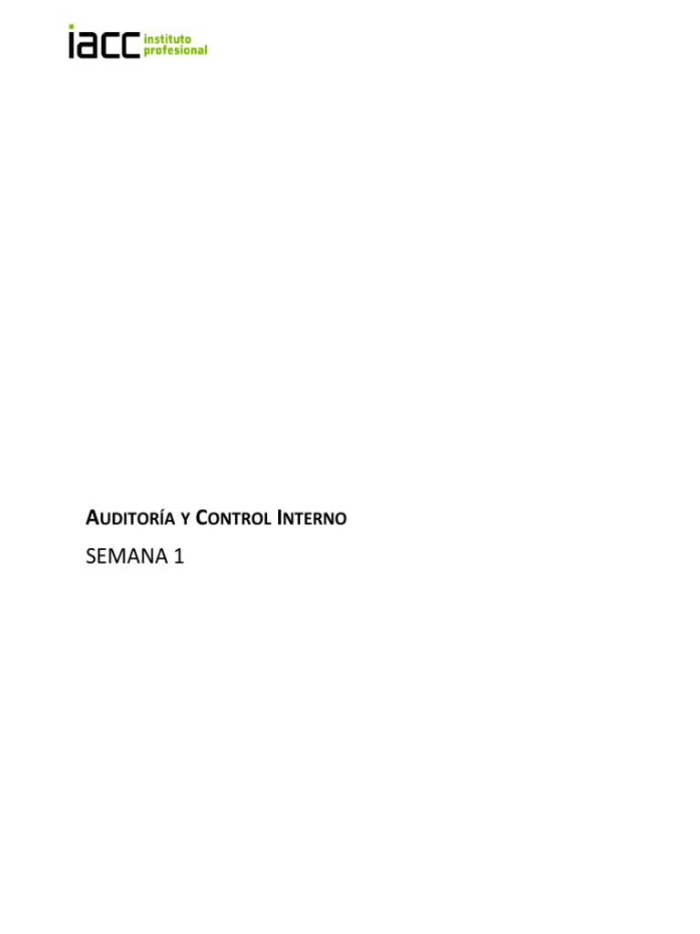Tarea Semana 1 Control Interno | PDF | Auditoría | Contabilidad