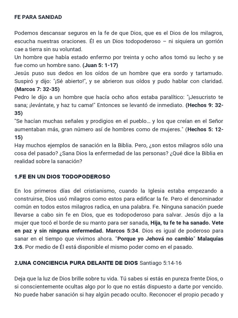 Fe y Sanidad: Milagros en la Biblia | PDF | Jesús | Pecado