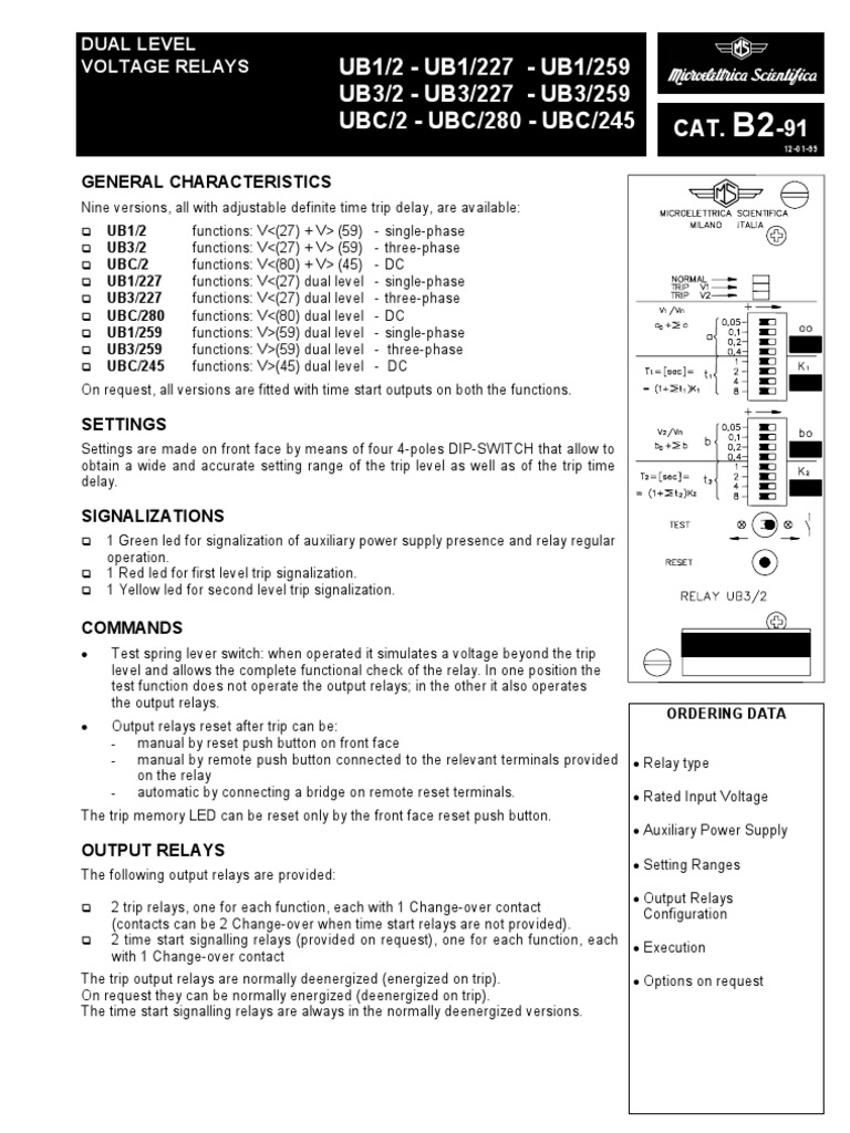 Dual Level Voltage Relays Overview | PDF | Relay | Power Supply