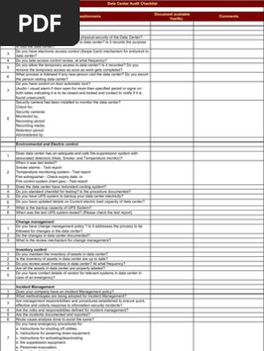 iso 27001 data centre audit checklist