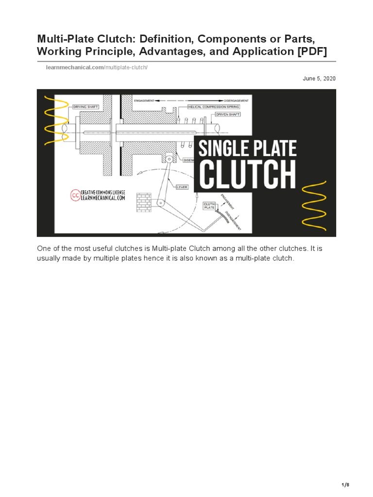 MultiPlate Clutch Definition, Components or Parts, Working Principle, Advantages, and