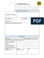 Employment Log Sheet (Please Complete A Log Sheet For Each Employment)