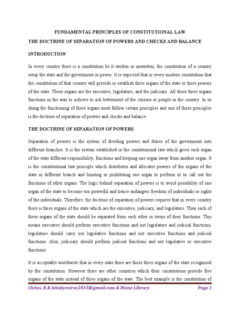 SEPARATION OF POWERS | PDF | Separation Of Powers | Veto