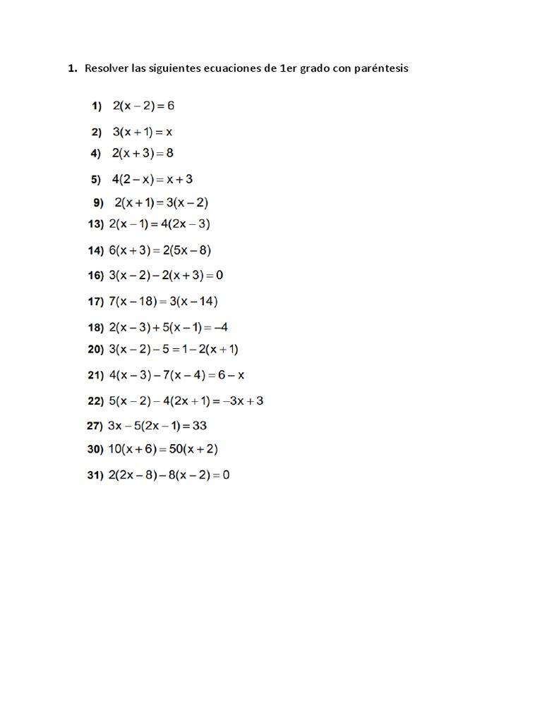 0.ecuaciones de Primer Grado Con Paréntesis PDF