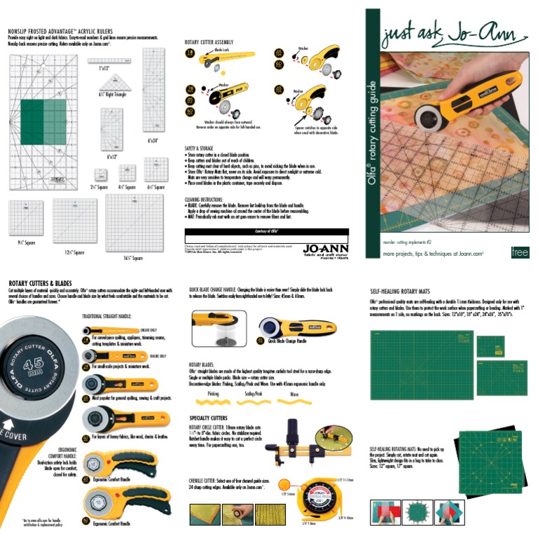 P162182 Olfa Rotary Cutting Guide PDF Blade Washing Machine