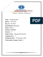 Managerial Economics Assignment Analysis