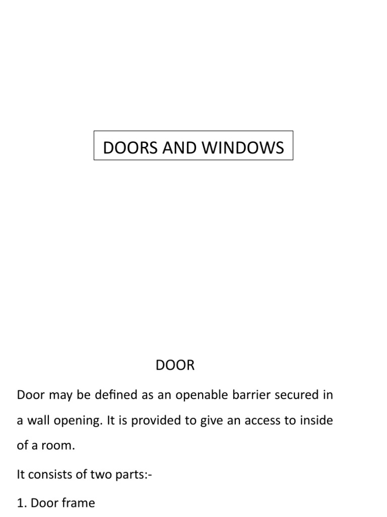 Doors Windows and Ventilation | PDF | Window | Door