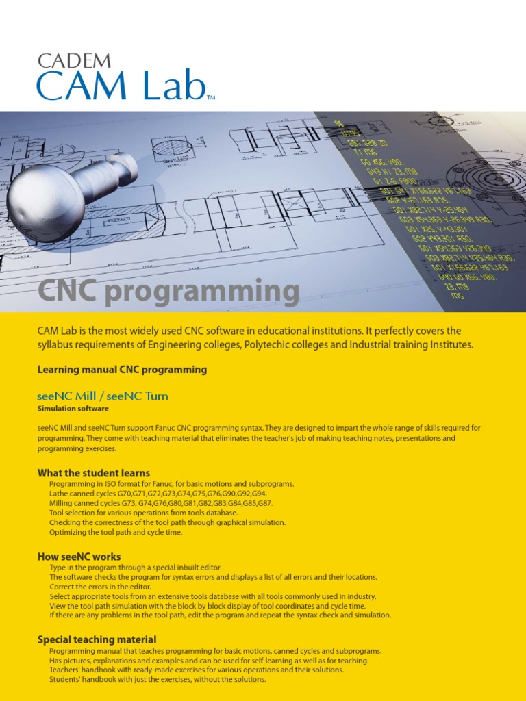CAM Lab CNC Programming Software | PDF | Numerical Control | Machining
