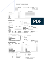 Teacher'S Health Card: SHD Form 4