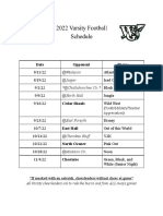 2022 Varsity Football Schedule