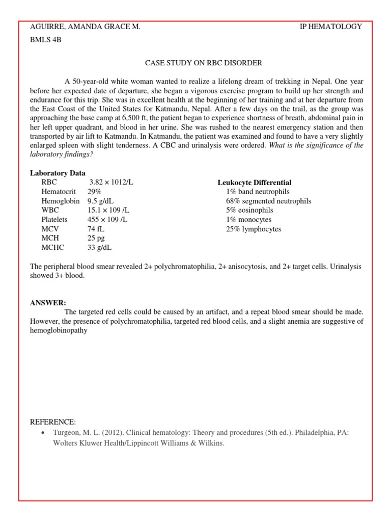 Case Study: RBC Disorder Analysis | PDF | Self-Improvement | Wellness