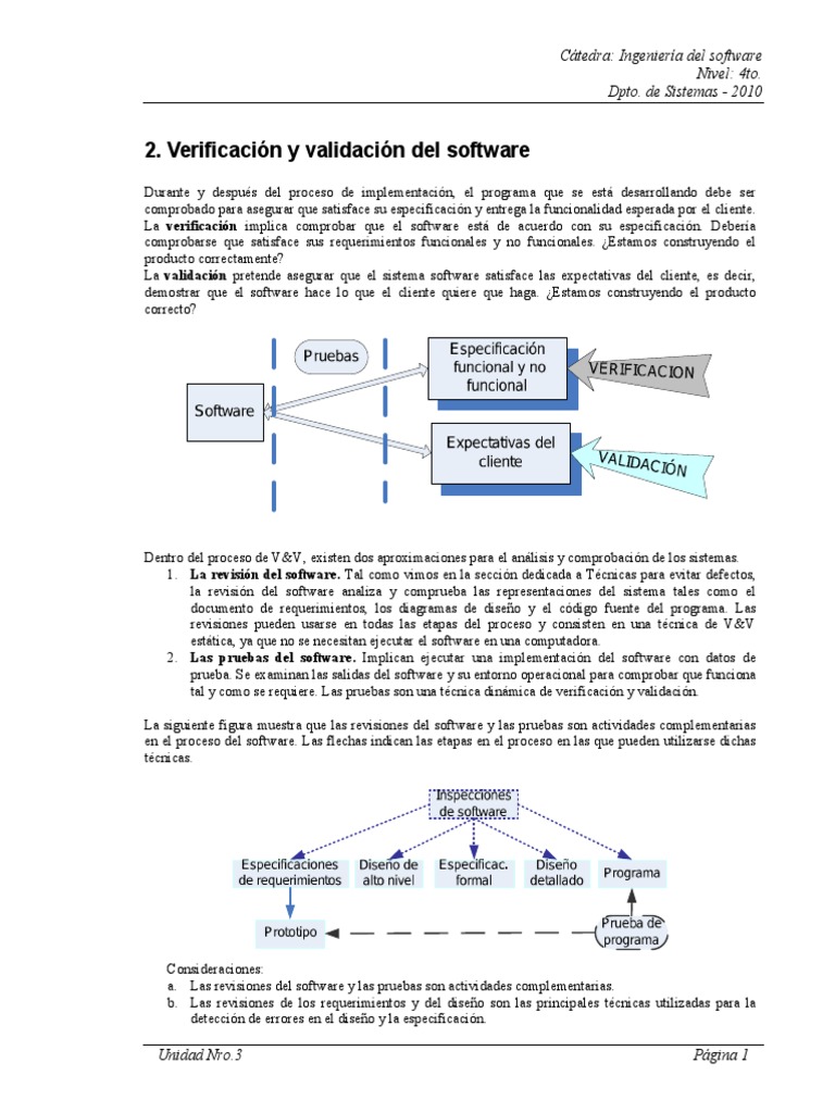 Verificacion y Validacion de SW | PDF | Software | Ingeniería de software