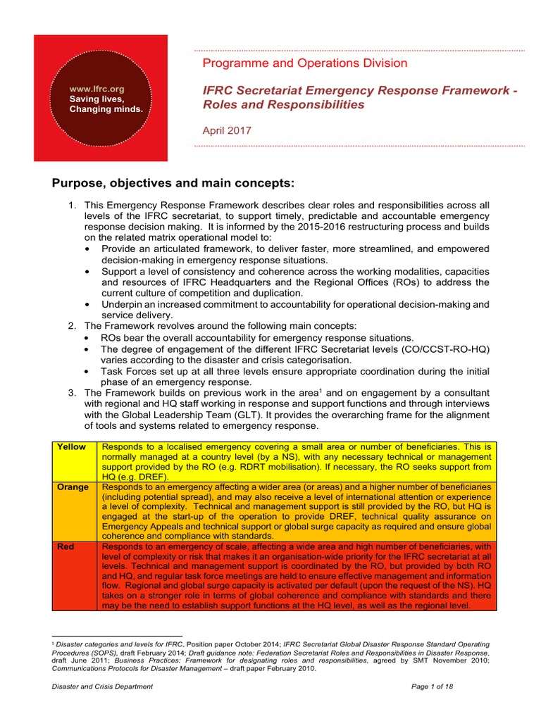 Ifrc Emergency Response Framework 2017 Pdf Emergency Management
