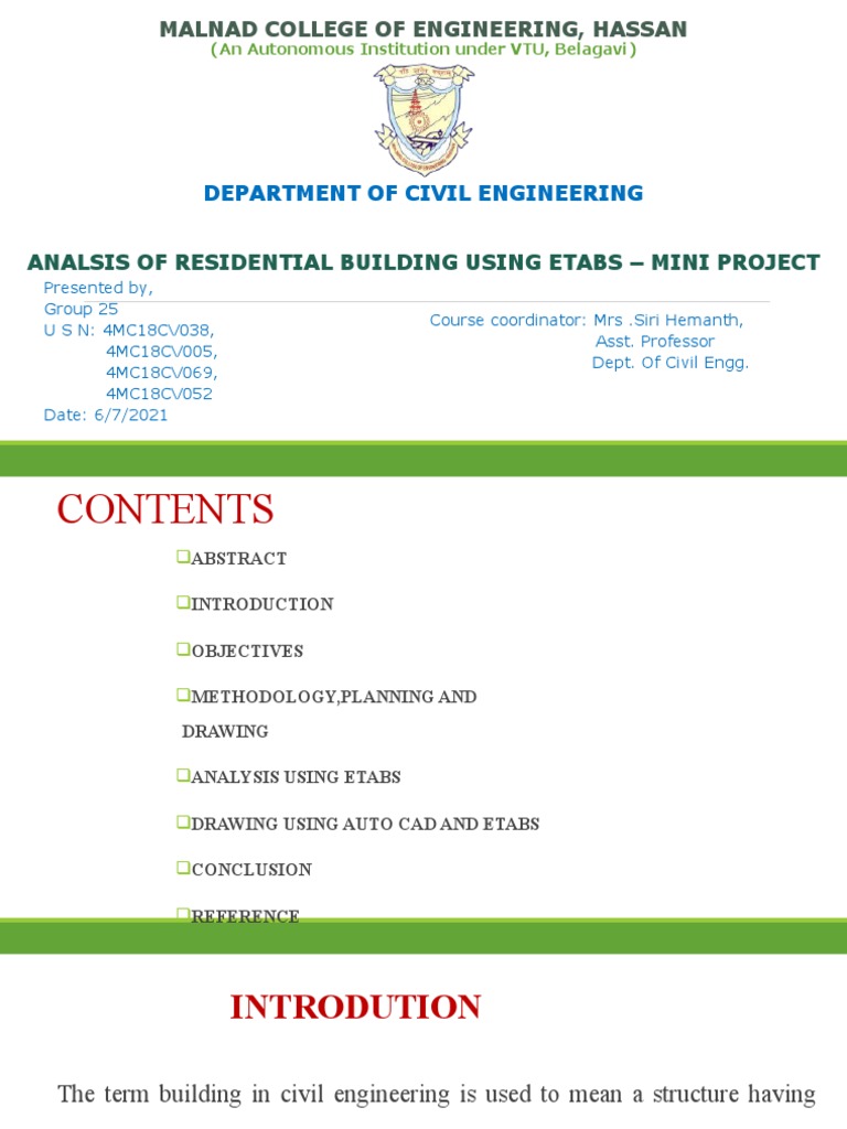 Mini Project - Analysis of Residential Building Using ETABS | PDF ...