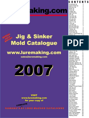 Jig & Sinker Mold Catalogue: Visit For Your Copy of, PDF