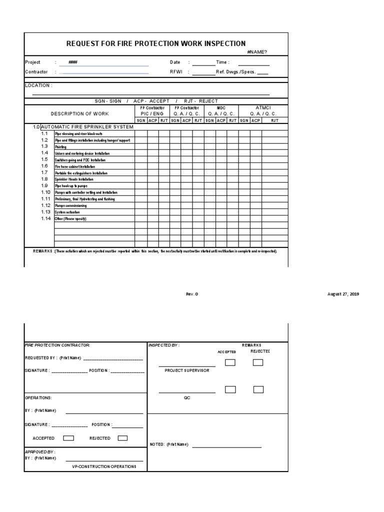23-Request For Fire Protection Work Inspection | PDF | Building ...