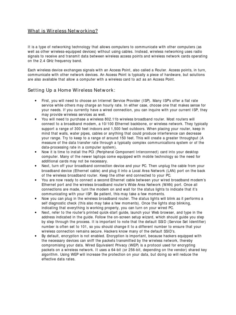 How to Set Up a Wireless Network | PDF | Wireless Lan | Wireless Access ...