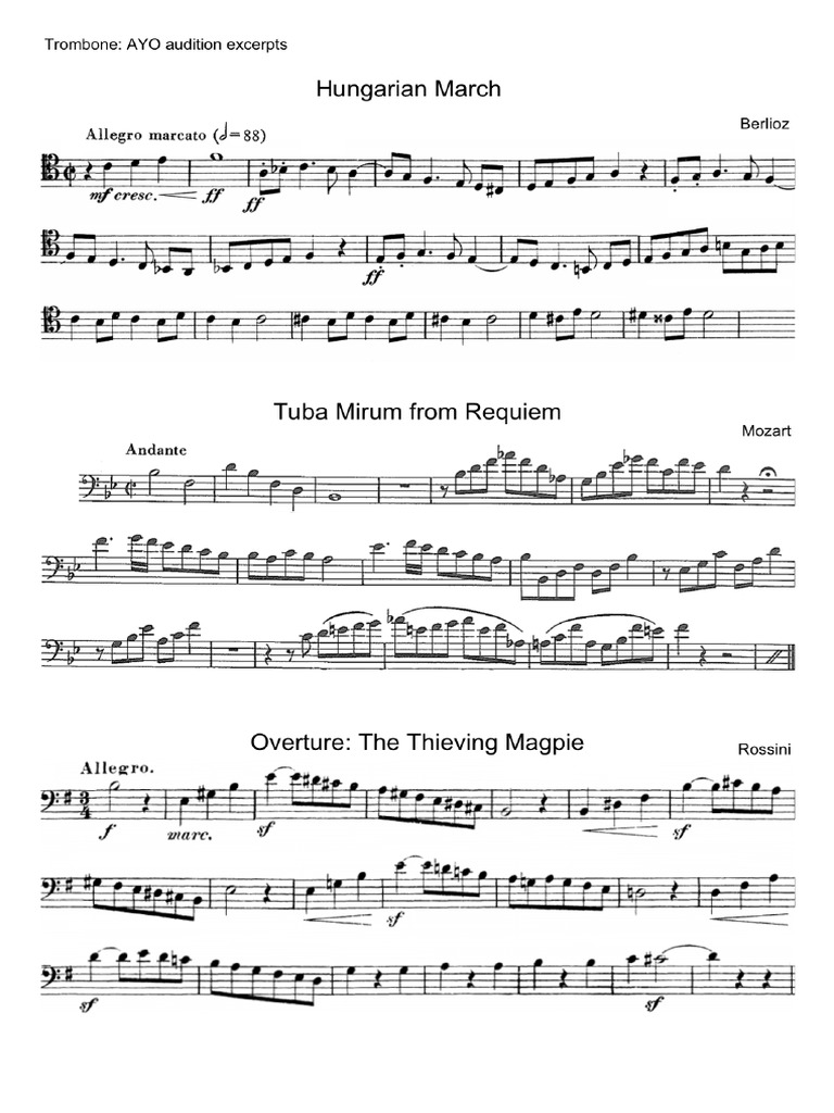 13 Trombone Excerpts PDF