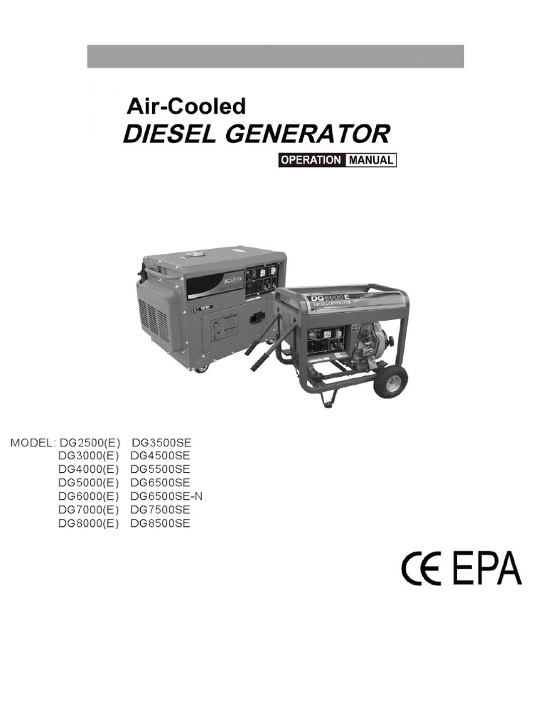 DG7500SE Diesel Generator Manual | PDF | Diesel Engine | Electric Generator