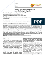 Internal Control Systems and Quality of Financial Reporting in Insurance Industry in Nigeria