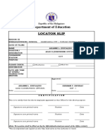 Department of Education Locator Slip: Republic of The Philippines