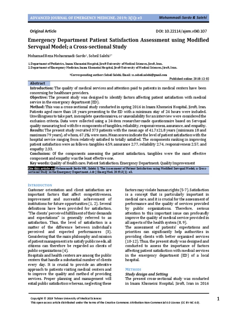 Emergency Department Patient Satisfaction Assessme Download Free Pdf