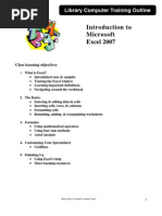 Introduction To Microsoft Excel 2007: Class Learning Objectives