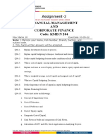 Financial Management AND Corporate Finance Code: KMB N 204: Assignment-2