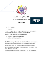 Holiday Homework Class IX (2022-23)