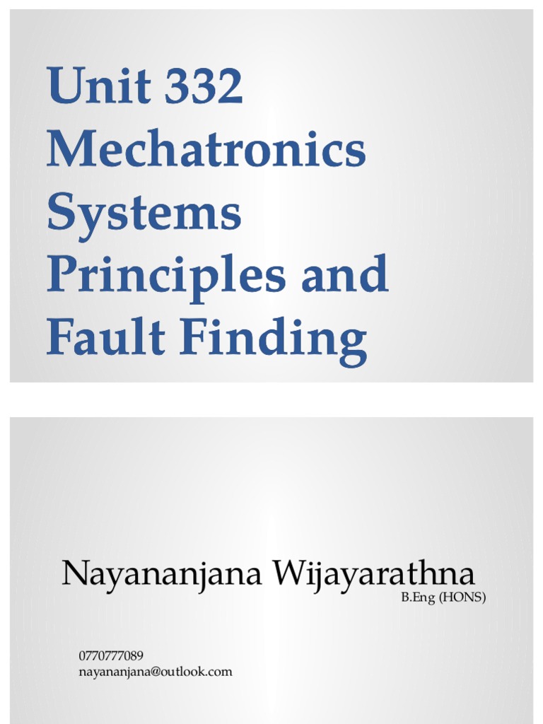 Qdoc Tips Mechatronics Systems Principles and Fault Finding PDF
