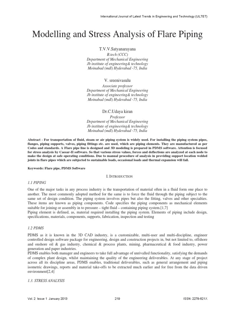 Flare Piping Stress Analysis Techniques | PDF | Pipe (Fluid Conveyance ...