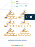 Subtraction Pyramids To 100: Name: ... Date: .. . . . . .