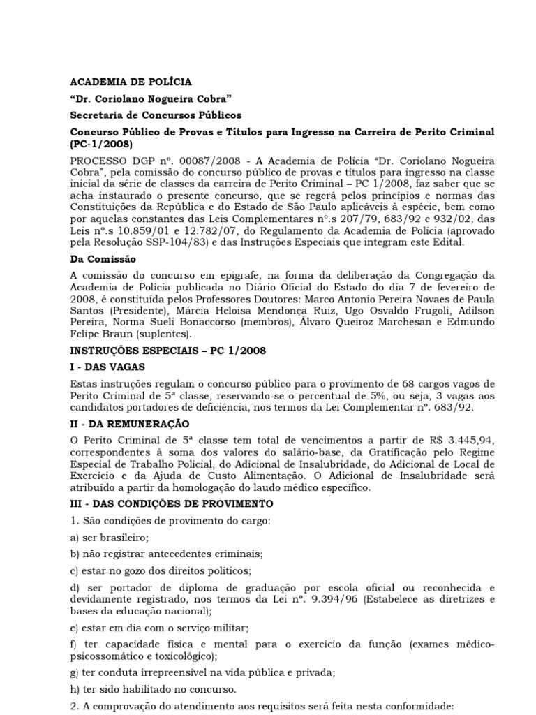Concurso Perito Criminal SP 2008 | PDF | Força | Ondas