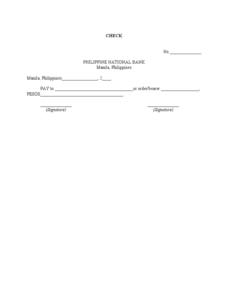 Philippine National Bank Check Template | PDF