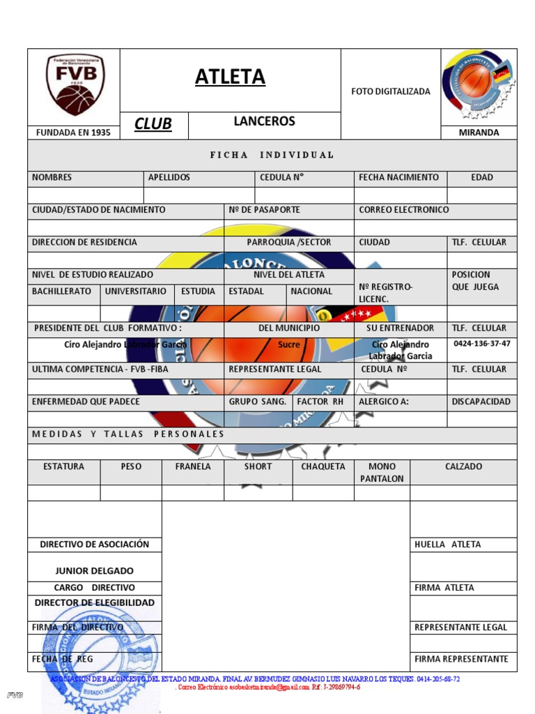 Ficha Individual | PDF | Deportes