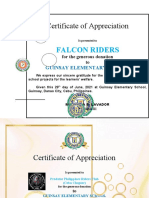 CERTIFICATE OF Appreciation Donation