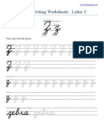 Cursive Writing Worksheets: Letter Z: Trace and Write The Letters