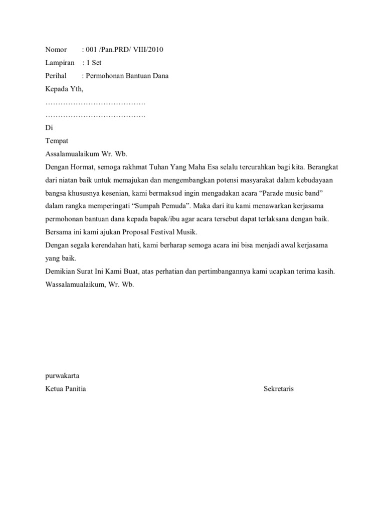 Contoh Proposal Kegiatan Parade Band