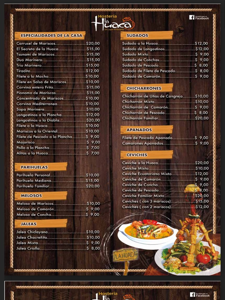Menu La Huaca PDF Google Drive PDF